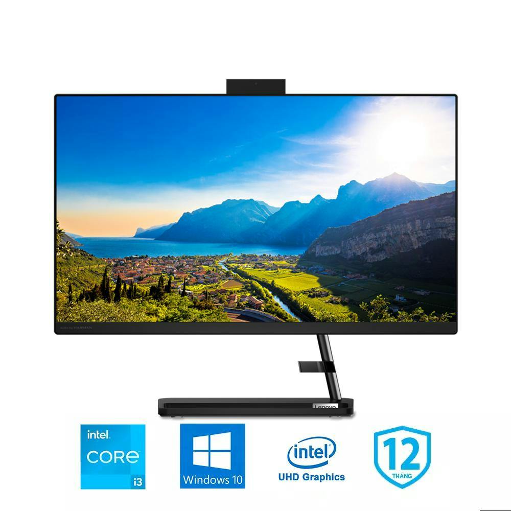 Memoryzone All In One PC Lenovo IdeaCentre AIO 3 24ITL6 24 Inch IPS F0G0009BVN (i3-1115G4, UHD Graphics, 4GB Ram, 256GB SSD, Windows 10 64-bit, DVDRW, Wireless Keyboard & Mouse) image