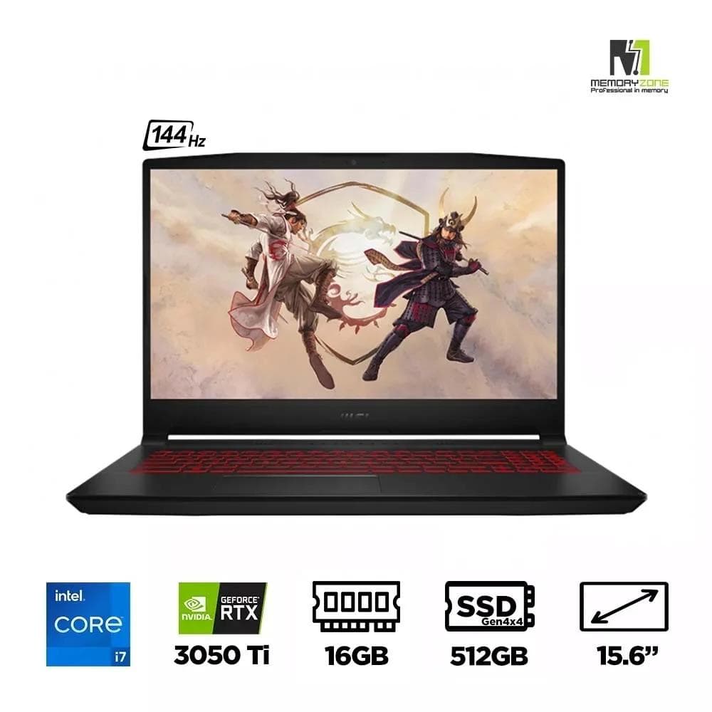 Memoryzone Laptop Gaming MSI Katana GF66 12UD (i7-12700H, RTX 3050 Ti 4GB, Ram 16GB DDR4, SSD 512GB, 15.6 Inch IPS 144Hz FHD) image